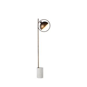 Olsen Rubbed Brass Cylindrical Marble Base Floor Lamp | Gabriella White - SCH-168070