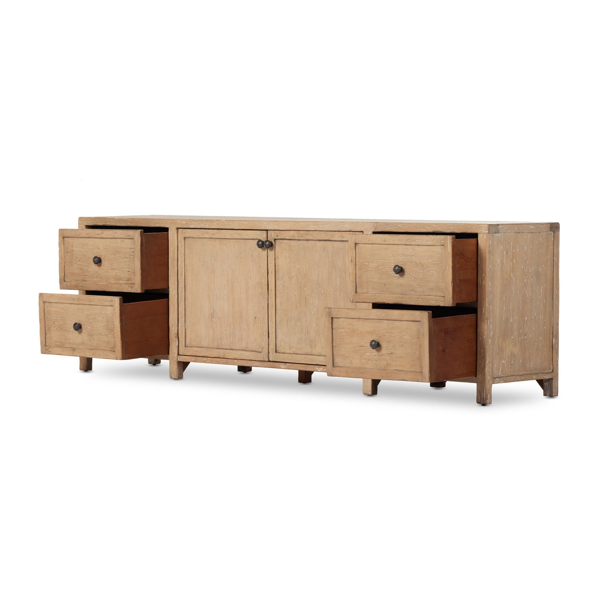 Gaines Media Console - Aged Light Pine | Four Hands - 233546-002