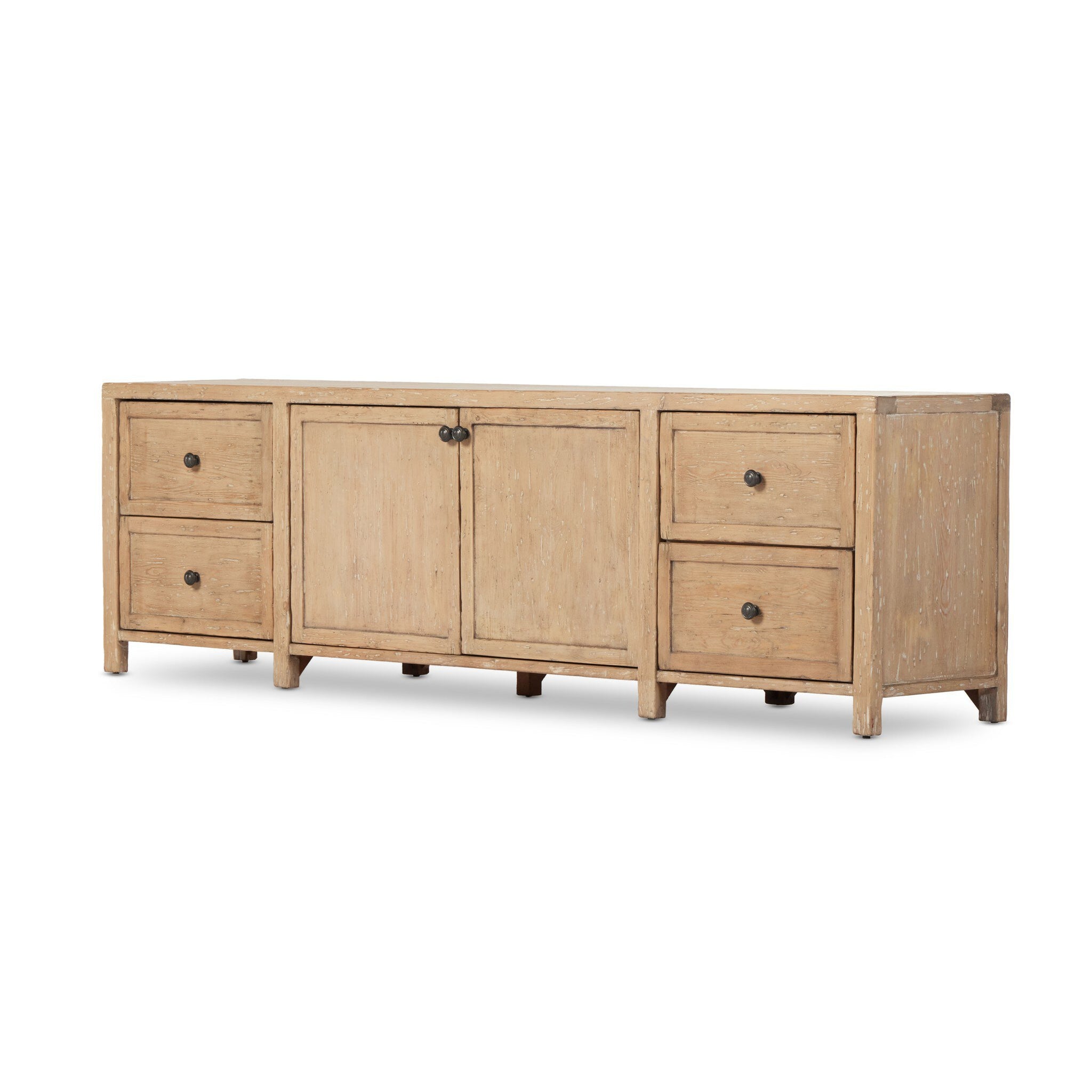 Gaines Media Console - Aged Light Pine | Four Hands - 233546-002