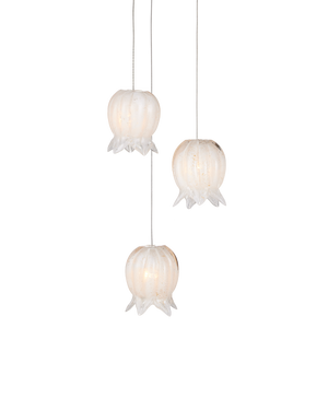 Polpo White 3-Light Round Multi-Drop Pendant | Currey & Co - 9000-1404