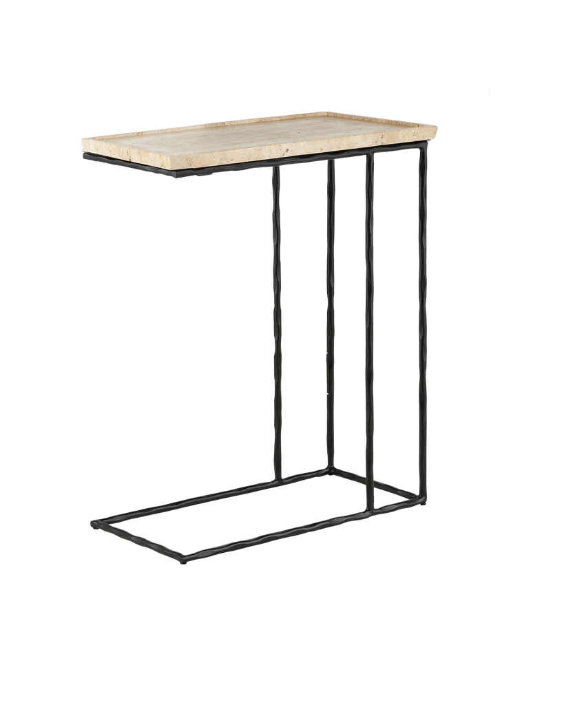 Currey & Co Boyles Travertine C Table | 4000-0139