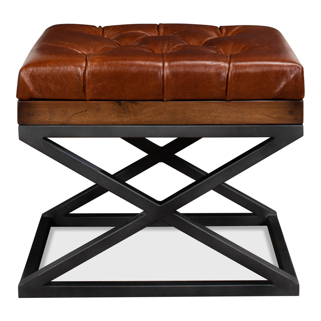 Leather Cushion Bench | Sarreid Ltd - 26755