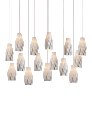 Posh 15-Light Linear Multi-Drop Pendant - White | Currey & Co - 9000-1274