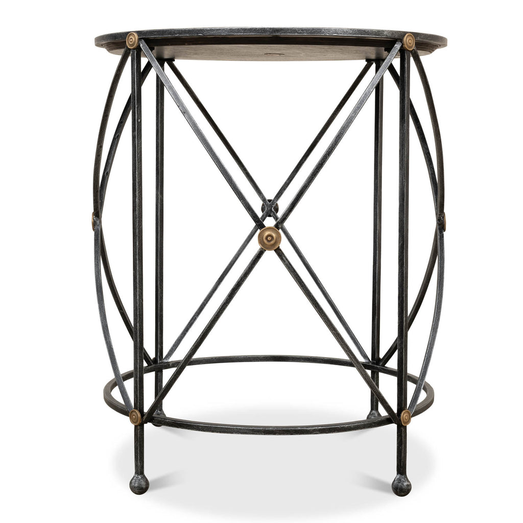 Drum & Fife Lamp Table Aged Wht Marble | Sarreid Ltd - 78-167-5