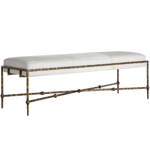 Lambeth Hair-on-Hide Leather Iron Backless Bench - Brown Ivory | Gabriella White - SCH-175122