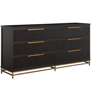 Riggs Mahogany Metal Dresser - 6 Drawers, Stained Gold | Gabriella White - SCH-175853