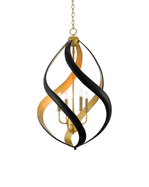Currey & Co Trephine Black & Gold Chandelier | 9000-0321