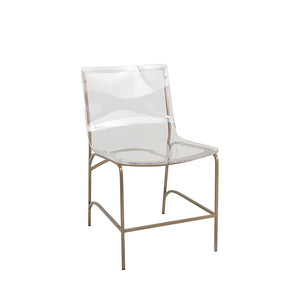 Penelope Acrylic Iron Armless Dining Chair - Antique Gold Clear | Gabriella White - SCH-153000