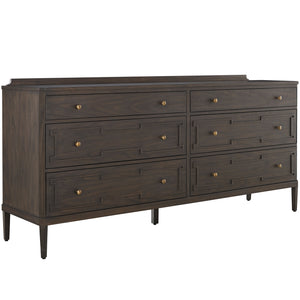 Glenwood Mindi Wood Dresser - 6 Drawers, Cerused Brown | Gabriella White - SCH-175847