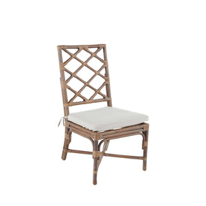 Kennedy Natural Rattan Linen Crisscrossed Back Dining Chair - Cream | Gabriella White - SCH-150180