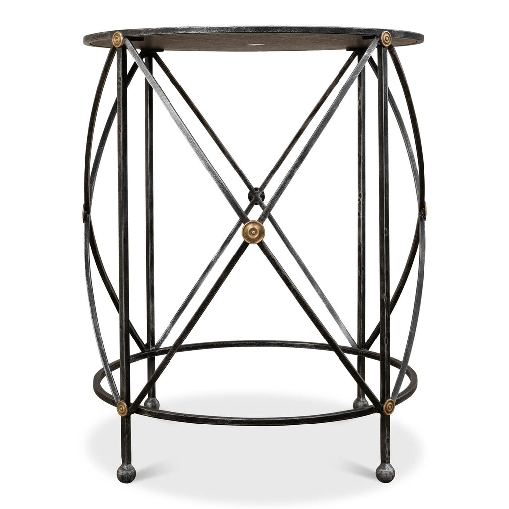 Drum & Fife Lamp Table W/Mirror Glass Tp | Sarreid Ltd - 30259