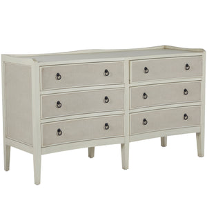 Naomi Mahogany Wood Storage Curved Front Dresser - 6 Drawers, Antique Cream | Gabriella White - SCH-167200