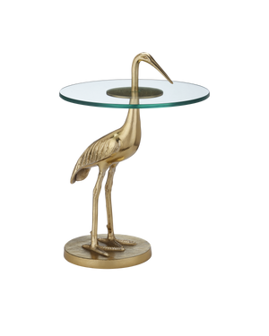 Crane Brass Accent Table - Gold | Currey & Co - 4000-0194