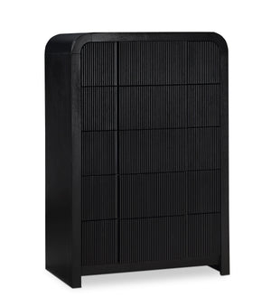Fluted Black Solid Wood And Oak Veneer Chest | Meridian Furniture - 314Black-CH