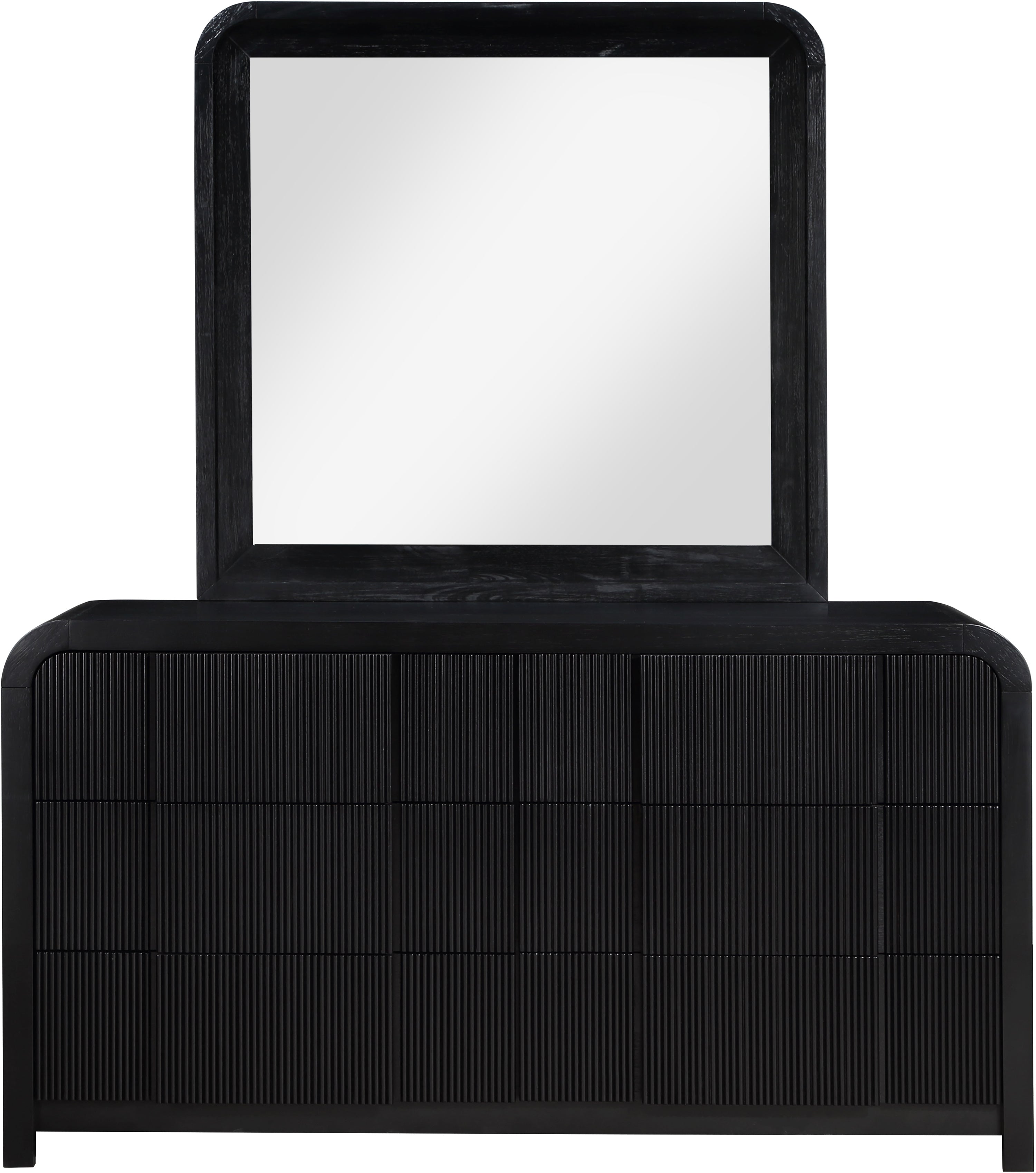 fluted black dresser Baxton Studio Primrose Mid-Century Black Fluted Wood 6-Drawer Dresser