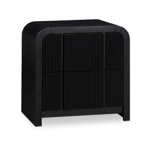 Fluted Black Solid Wood And Oak Veneer Nightstand | Meridian Furniture - 314Black-NS