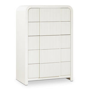 Fluted Cream Solid Wood And Oak Veneer Chest | Meridian Furniture - 314Cream-CH