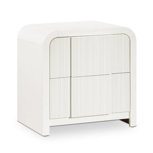 Fluted Cream Solid Wood And Oak Veneer Nightstand | Meridian Furniture - 314Cream-NS