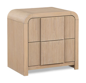 Fluted Natural Solid Wood And Oak Veneer Nightstand | Meridian Furniture - 314Natural-NS