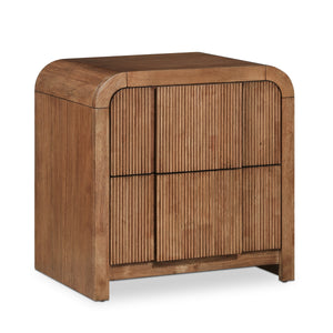Fluted Walnut Solid Wood And Oak Veneer Nightstand | Meridian Furniture - 314Walnut-NS