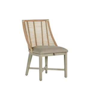 Hamlet Natural Rattan Leather Dining Chair - White Vienna Custard Sesame | Gabriella White - SCH-166350