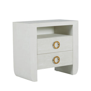 Sherie Mindi Wood Nightstand - 2 Drawers, Cerused White | Gabriella White - SCH-169270