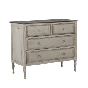 Caroline Mindi Mahogany Wood Chest - 4 Drawers, Classic Antique White | Gabriella White - SCH-401245
