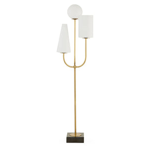 Paradiso Floor Lamp - Antique Brass/Black Marble | Jonathan Adler - 34330