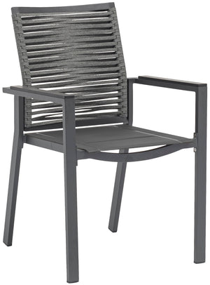 Maldives Grey Mesh And Rope Fabric Outdoor Patio Dining Arm Chair (Set of 2) | Meridian Furniture - 343Grey-AC