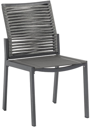 Maldives Grey Mesh And Rope Fabric Outdoor Patio Dining Side Chair (Set of 2) | Meridian Furniture - 343Grey-SC