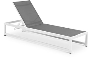 Maldives Grey Adjustable Mesh Water Resistant Fabric Outdoor Patio Adjustable Sun Chaise Lounge | Meridian Furniture - 347Grey