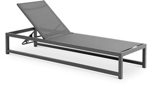 Maldives Grey Adjustable Mesh Water Resistant Fabric Outdoor Patio Adjustable Sun Chaise Lounge | Meridian Furniture - 348Grey