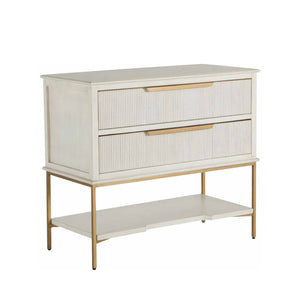 Riggs Oak Wood Nightstand - 2 Drawers, Distressed Antique White | Gabriella White - SCH-165070