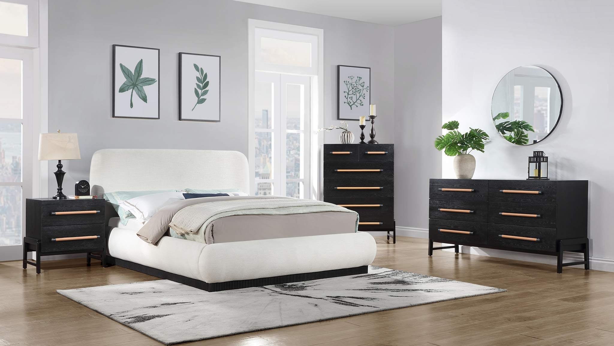 Kaya Black Oak Veneer And Vegan Leather Handle Dresser | Meridian Furniture - 360Black-D Kaya Black Oak Veneer And Vegan Leather Handle Dresser | Meridian Furniture - 360Black-D