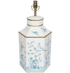 Pale Blue & Ivory Hexagon Lamp