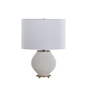 Sylvan Ceramic Fabric Antique Brass Small Table Lamp | Gabriella White - SCH-175752