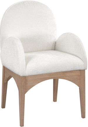Waldorf Cream Chenille Fabric Upholstered Dining Arm Chair | Meridian Furniture - 377Cream-AC