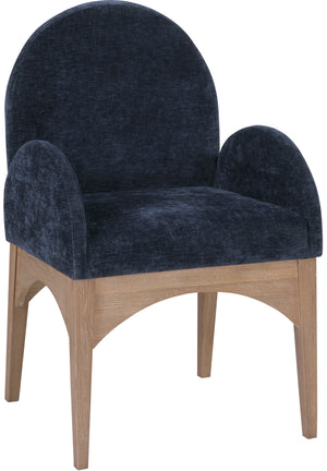 Waldorf Navy Chenille Fabric Upholstered Dining Arm Chair | Meridian Furniture - 377Navy-AC