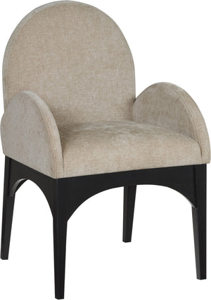 Waldorf Beige Chenille Fabric Upholstered Dining Arm Chair | Meridian Furniture - 378Beige-AC