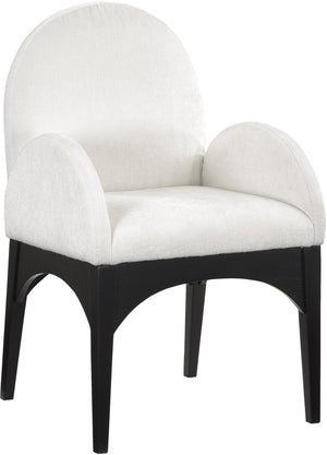 Waldorf Cream Chenille Fabric Upholstered Dining Arm Chair | Meridian Furniture - 378Cream-AC