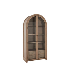 Elsa Wood Rattan Storage Cabinet - 3 Shelves, Blonde Natural | Gabriella White - SCH-170435