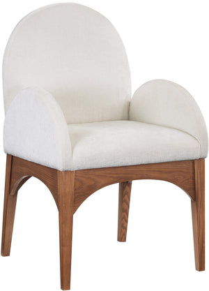 Waldorf Cream Chenille Fabric Upholstered Dining Arm Chair | Meridian Furniture - 379Cream-AC