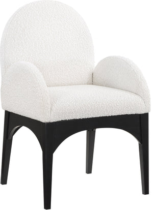 Waldorf Cream Boucle Fabric Upholstered Dining Arm Chair | Meridian Furniture - 381Cream-AC