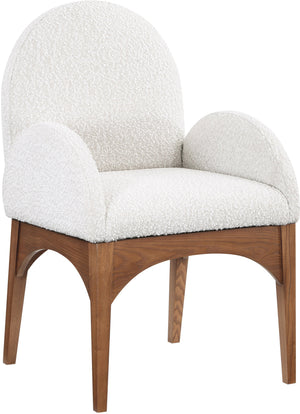 Waldorf Cream Boucle Fabric Upholstered Dining Arm Chair | Meridian Furniture - 382Cream-AC