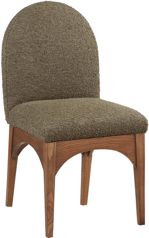 Waldorf Olive Boucle Fabric Upholstered Dining Side Chair | Meridian Furniture - 382Olive-SC