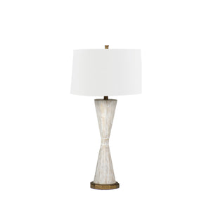 Roman Pine Distressed White Tapered Table Lamp | Gabriella White - SCH-155030