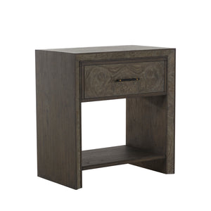 Alma Mindi Wood Nightstand - 1 Drawer, Dark Gray Mindi Burl | Gabriella White - SCH-167055