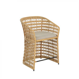 Libby Natural Rattan Metal Sloping Arms Counter Stool - Dark Gray | Gabriella White - SCH-166340