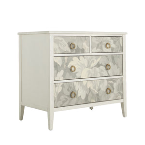 Easton Wood Personalized Patterning Chest - 3 Drawers, Antique Painted White | Gabriella White - SCH-175528