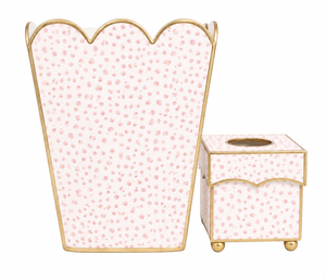 Pink Dot Square Scalloped Wastepaper Basket & Tissue Holder (2 Options)